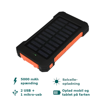 Kløft Powerbank med solceller
